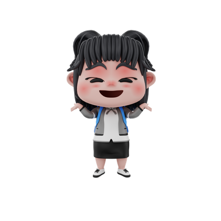 Little girl in confusion  3D Icon