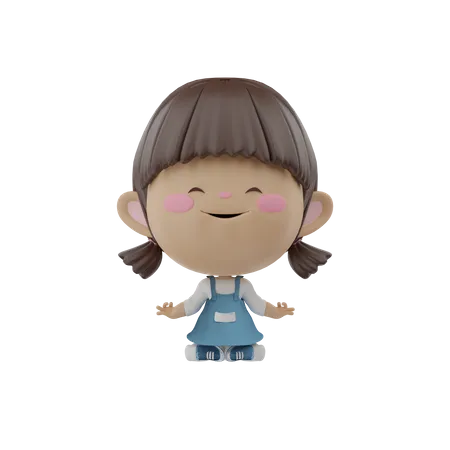 Little Girl meditating  3D Illustration