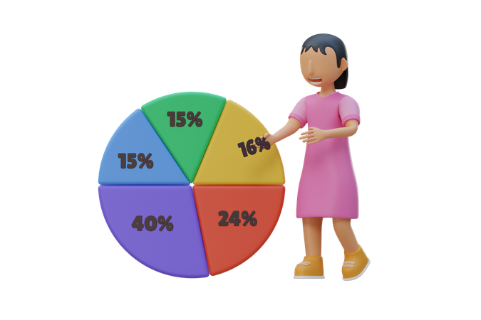 Little girl monitoring data in school  3D Illustration