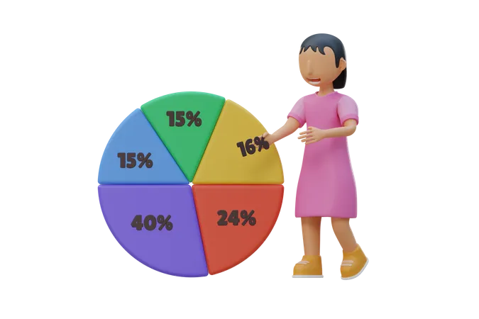 Little girl monitoring data in school  3D Illustration