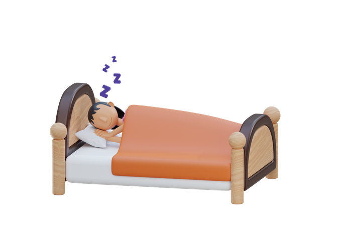 Little Girl sleep on bed room and feel comfortable  3D Icon