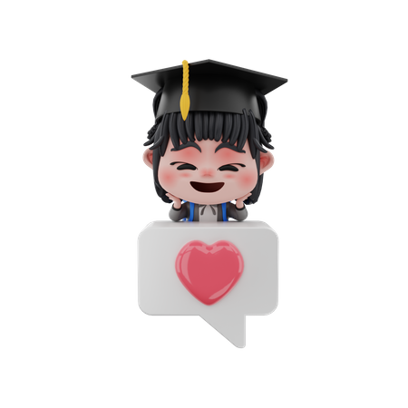 Little girl with like symbol  3D Icon