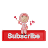 girl with subscribe button 3d images