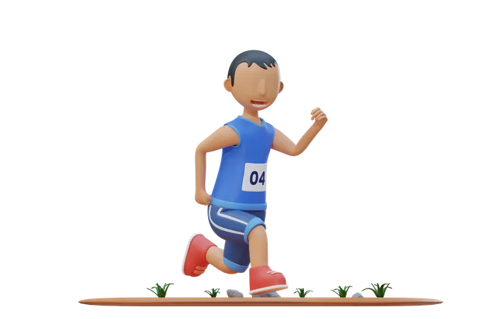 Little kid wearing uniform for run race  3D Illustration