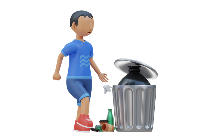 Little kid with bad behavior do littering  3D Icon