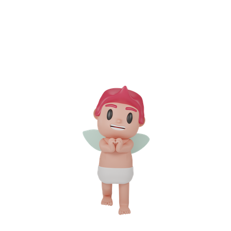 Little Lovely Boy cupid  3D Illustration