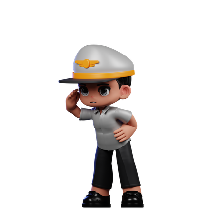 Little Pilot Looking Pose  3D Illustration