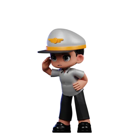 Little Pilot Looking Pose  3D Illustration