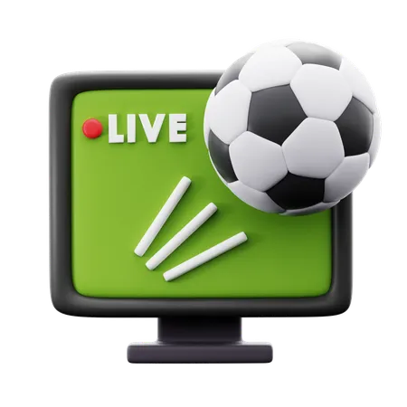 Football Match Tv Live Streaming With Ball Symbol And Monitor 3 D Icon Illustration Render Design 3D Icon