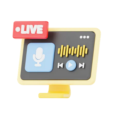 Live Podcast on Monitor  3D Icon