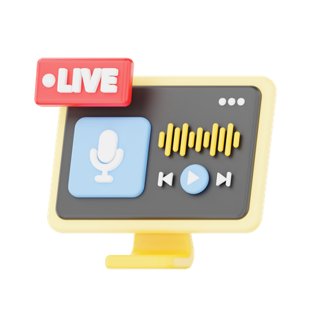 Live Podcast on Monitor  3D Icon