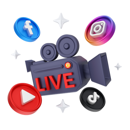 Live social media marketing 3D Illustration