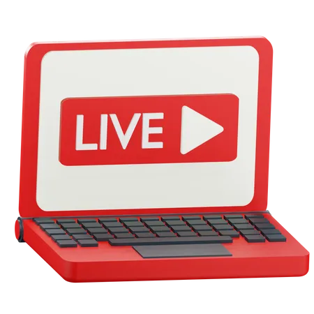 3 D Laptop Live Streaming Illustration With Transparetnt Background 3D Icon