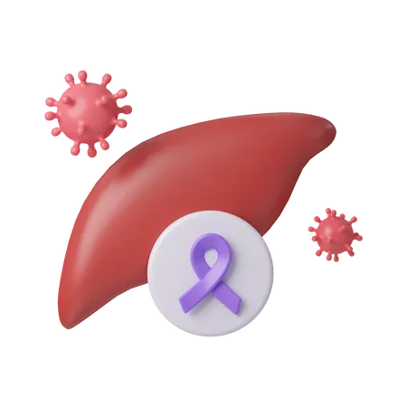 Liver Cancer Awareness With Purple Ribbon World Cancer Day Concept February 4 Raise Awareness Prevention Detection Treatment Icon Design 3 D Illustration 3D Icon