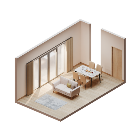 リビングルーム  3D Illustration