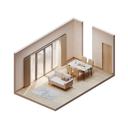 Living Room  3D Illustration