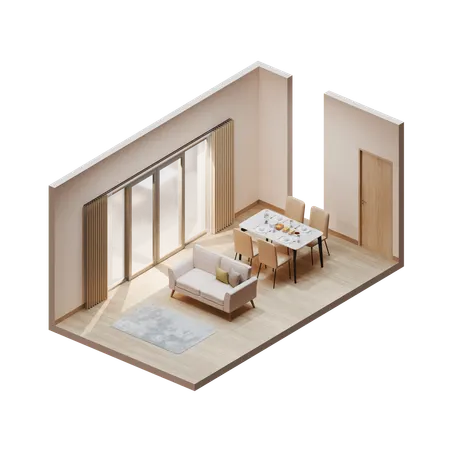 Living Room  3D Illustration