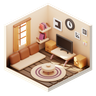 3d house living room logo