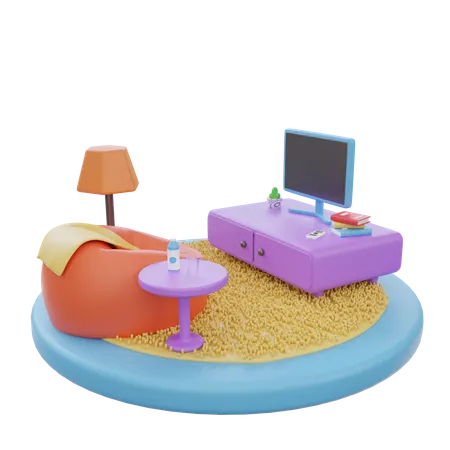 Living Room 3D Illustration