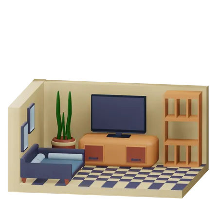 3 D Living Room Illustration With Transparent Background 3D Icon