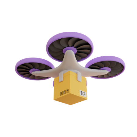 Livraison d'un carton par drone  3D Illustration