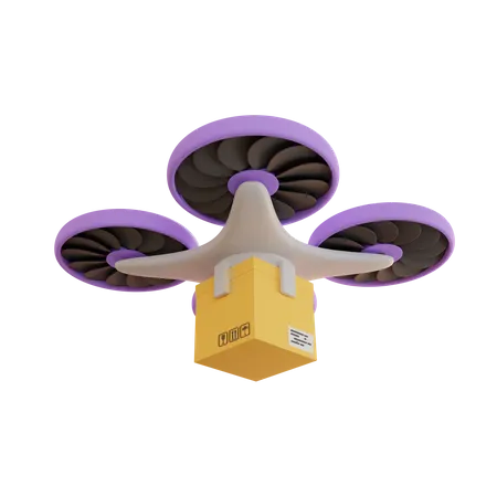 Livraison Dun Carton Par Drone 3D Illustration