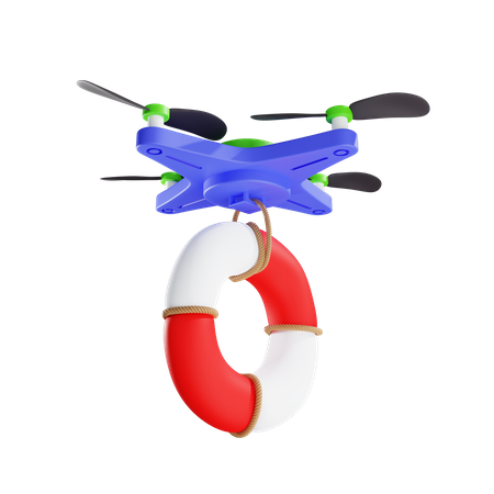 Livraison de bouée de sauvetage par drone  3D Illustration