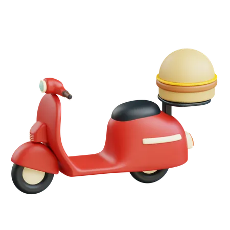 Livraison de burger en scooter  3D Icon