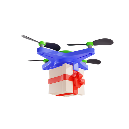 Livraison de cadeau par drone  3D Illustration