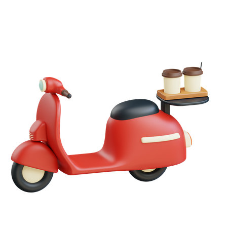 Livraison de café en scooter  3D Icon