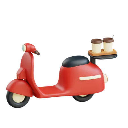 Livraison de café en scooter  3D Icon