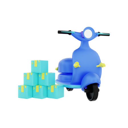 Livraison de colis en scooter  3D Illustration