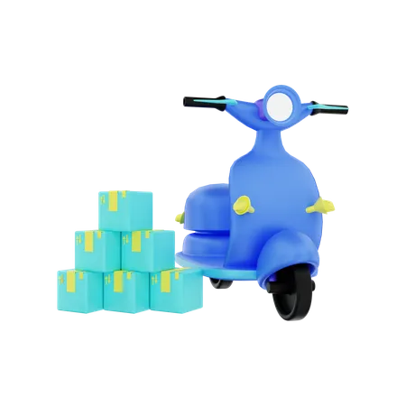 Livraison de colis en scooter  3D Illustration