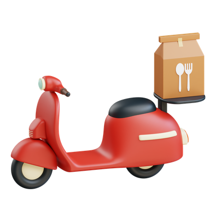 Livraison de colis alimentaires en scooter  3D Icon