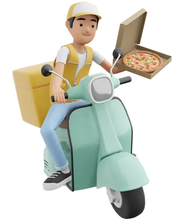 Livraison de pizzas  3D Illustration