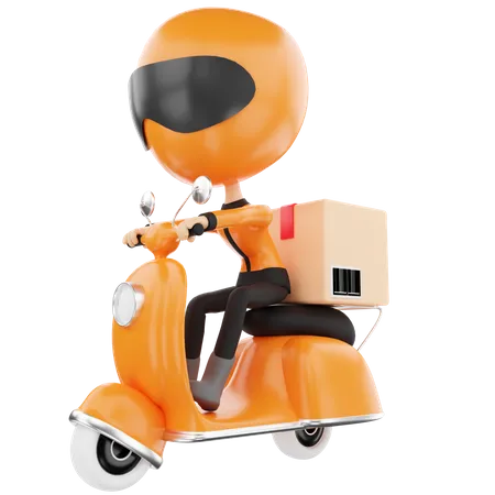 Livraison en scooter  3D Illustration