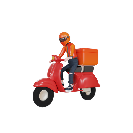 Livraison express en scooter  3D Illustration