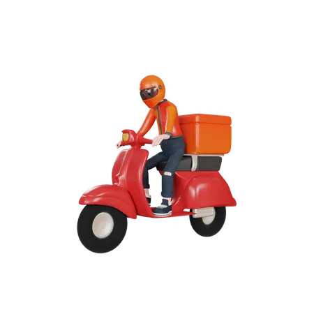 Livraison express en scooter  3D Illustration