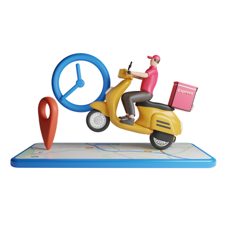 Livraison par courrier express à vélo  3D Illustration
