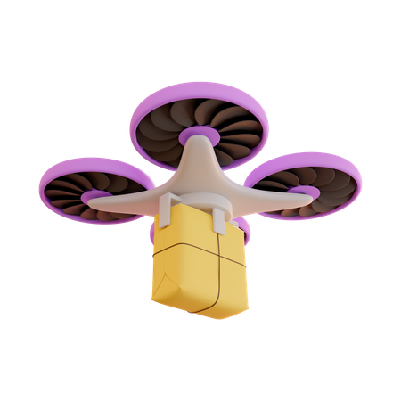 Livraison par drone du colis postal  3D Illustration