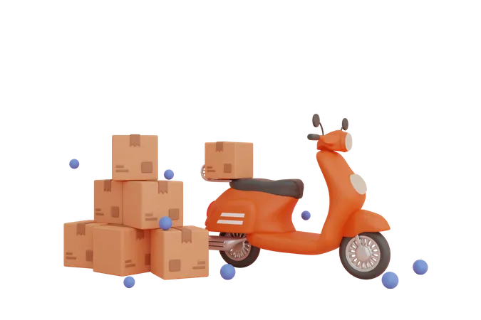 Scooter de livraison  3D Illustration