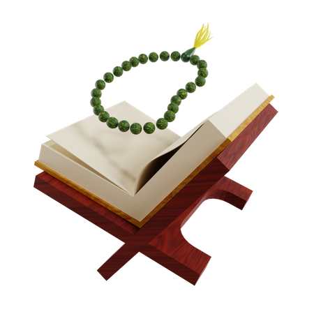 Livre du Coran avec des perles  3D Illustration