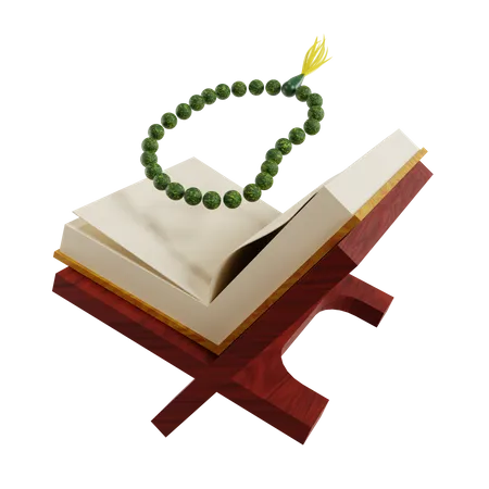 Livre du Coran avec des perles  3D Illustration