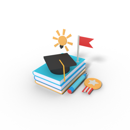 Livre d'éducation pour l'obtention du diplôme  3D Illustration