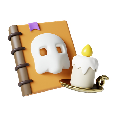 Livre d'Halloween avec bougie  3D Icon