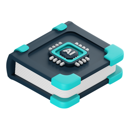 Livre d'apprentissage de l'IA  3D Icon