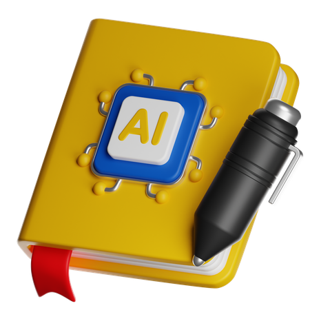 Livre de connaissances sur l'IA  3D Icon