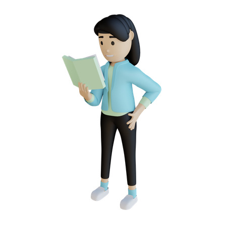 Livre de lecture de femme d'affaires  3D Icon