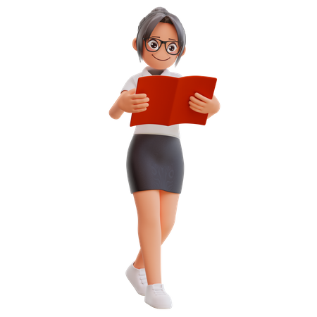 Livre de lecture de femme d'affaires  3D Icon