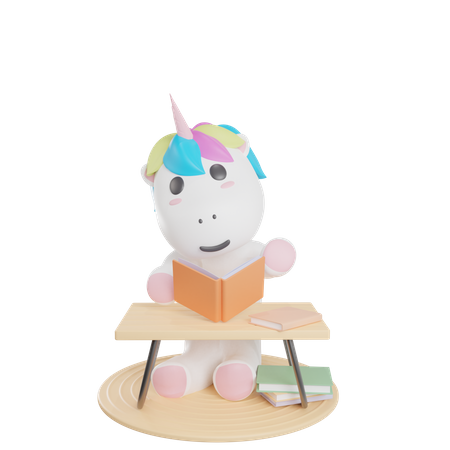 Livre de lecture de licorne  3D Icon